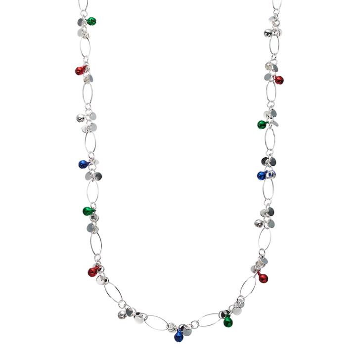 Christmas Jingle Bell Disc Long Necklace, Women's, Multicolor