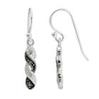 Sterling Silver Crystal And Marcasite Twist Drop Earrings, Women's, Black