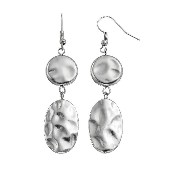 Apt. 9&reg; Nickel Free Hammered Double Drop Earrings, Women's, Silver