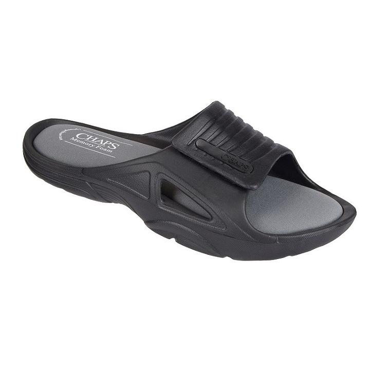 Men's Chaps Memory Foam Slide Sandals, Size: Large, Grey (charcoal)