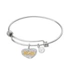 Disney's Frozen Crystal Sisters Forever Heart Charm Bangle Bracelet, Women's, Grey