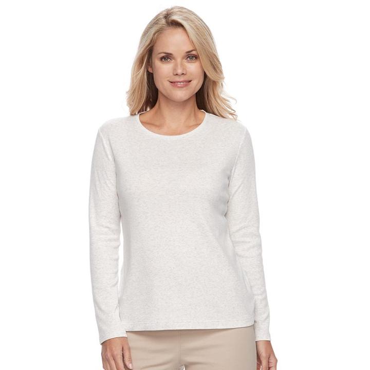 Petite Croft & Barrow&reg; Crewneck Tee, Women's, Size: Xs Petite, Light Grey