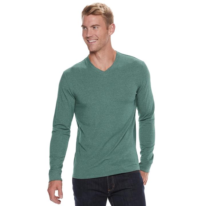 Men's Sonoma Goods For Life&trade; Slim-fit Supersoft V-neck Tee, Size: Xl, Dark Green