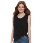 Juniors' So&reg; Knot-hem Muscle Tank, Teens, Size: Small, Black