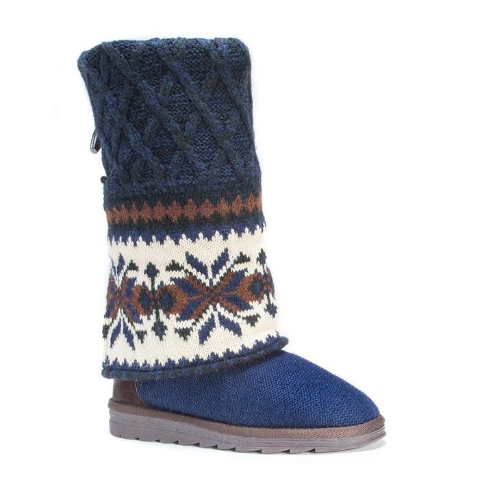 Muk Luks Shawna Women's Sweater Boots, Girl's, Size: 6, Dark Blue