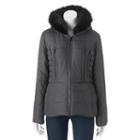 Juniors' Pink Envelope Faux-fur Puffer Jacket, Girl's, Size: Xs, Med Grey