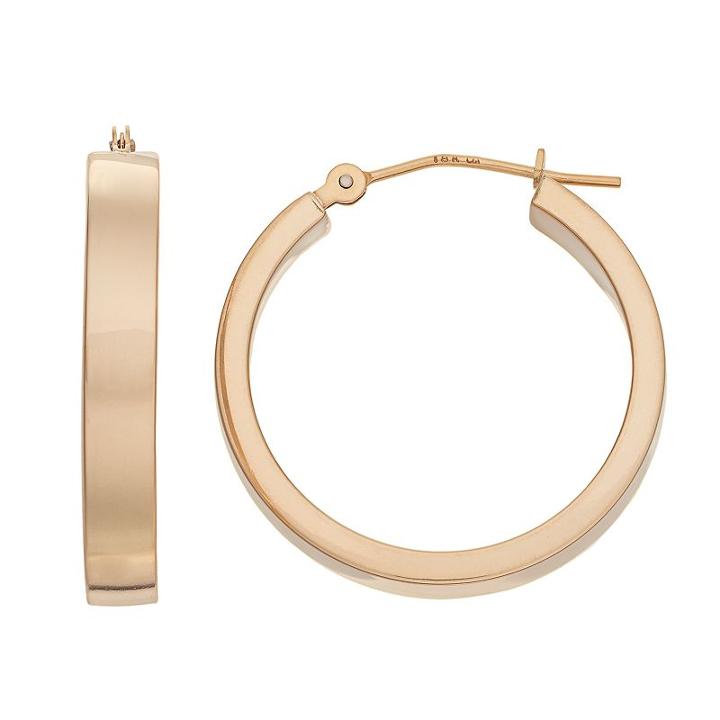 18k Gold Tube Hoop Earrings, Women's, Yellow