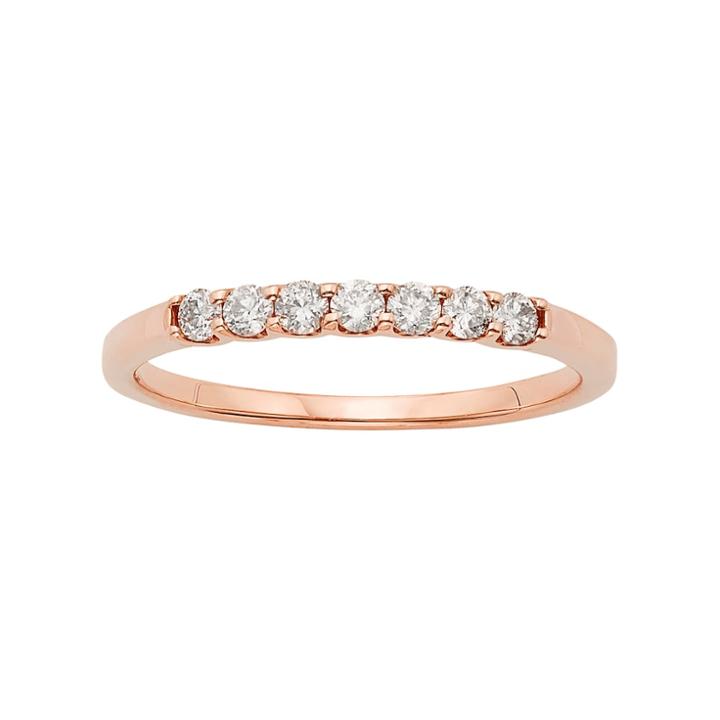 14k Rose Gold 1/4 Carat T.w. Igl Certified Diamond Anniversary Ring, Women's, Size: 6.50, White