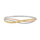 Tri Tone Sterling Silver 1/2 Carat T.w. Diamond Crisscross Bangle Bracelet, Women's, White