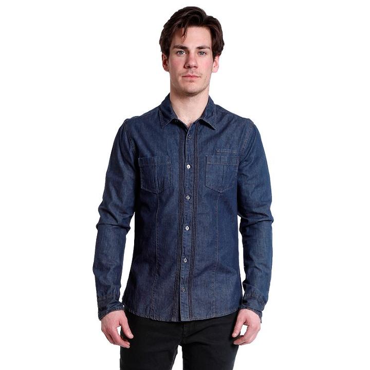 Men's Excelled Lightweight Denim Shirt, Size: Large, Blue