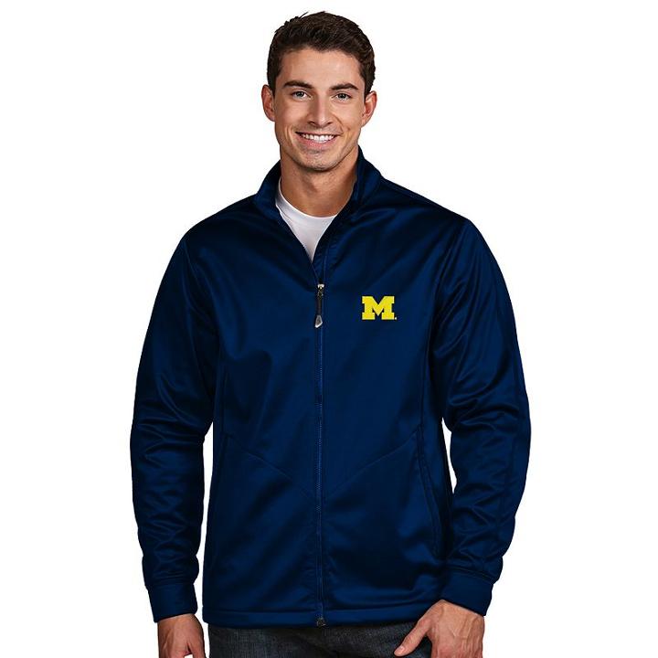 Men's Antigua Michigan Wolverines Waterproof Golf Jacket, Size: Xxl, Blue (navy)
