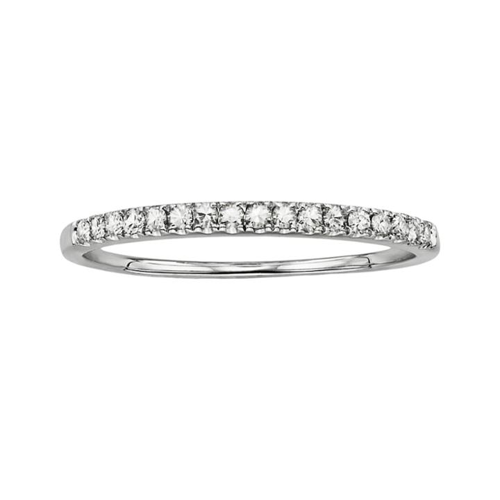 Forever Brilliant 14k White Gold 1/7-ct. T.w. Round-cut Lab-created Moissanite Band, Women's, Size: 5
