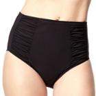 Women's Upstream Sport Finish Touch Tummy Slimmer Shirred Bikini Bottoms, Size: 18, Black