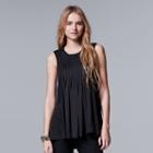 Women's Simply Vera Vera Wang Pintuck Flowy Tunic, Size: Small, Black