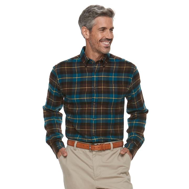 Men's Croft & Barrow&reg; Classic-fit Patterned Flannel Button-down Shirt, Size: Xl, Med Brown
