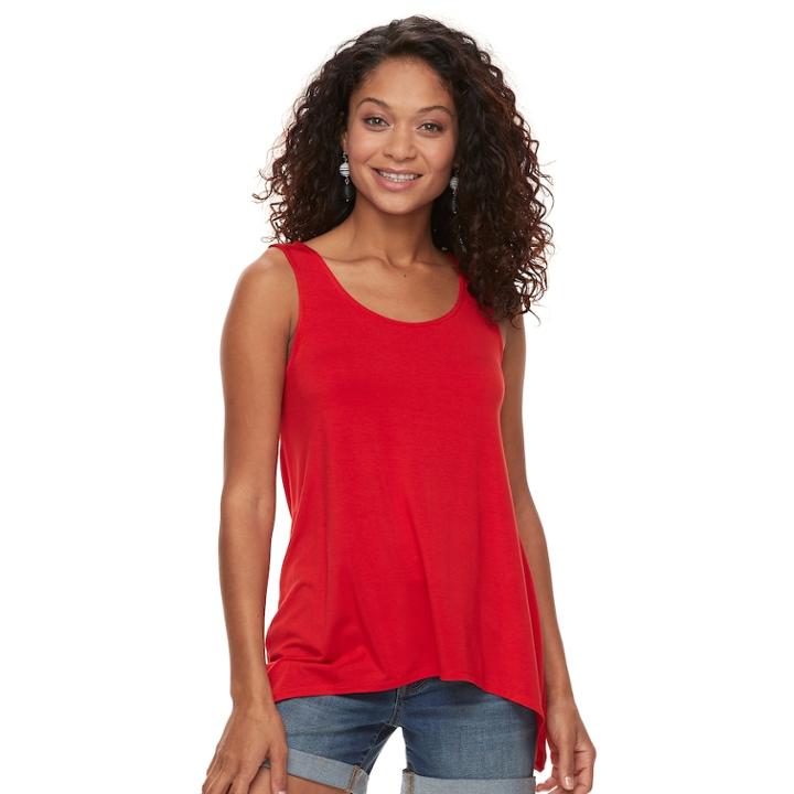Petite Apt. 9&reg; Strappy Back Sharkbite Tank, Women's, Size: Xs Petite, Med Red