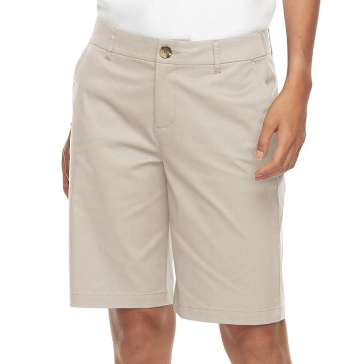 Women's Croft & Barrow&reg; Twill Bermuda Shorts, Size: 16, Lt Beige