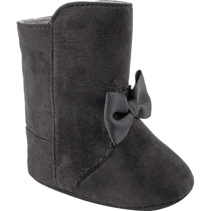 Baby Girl Wee Kids Faux-suede Bow Boot Crib Shoes, Size: 0, Black