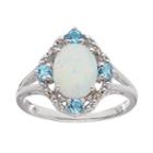 Lab-created Opal, Blue Topaz & Diamond Accent Ring, Women's, Size: 7