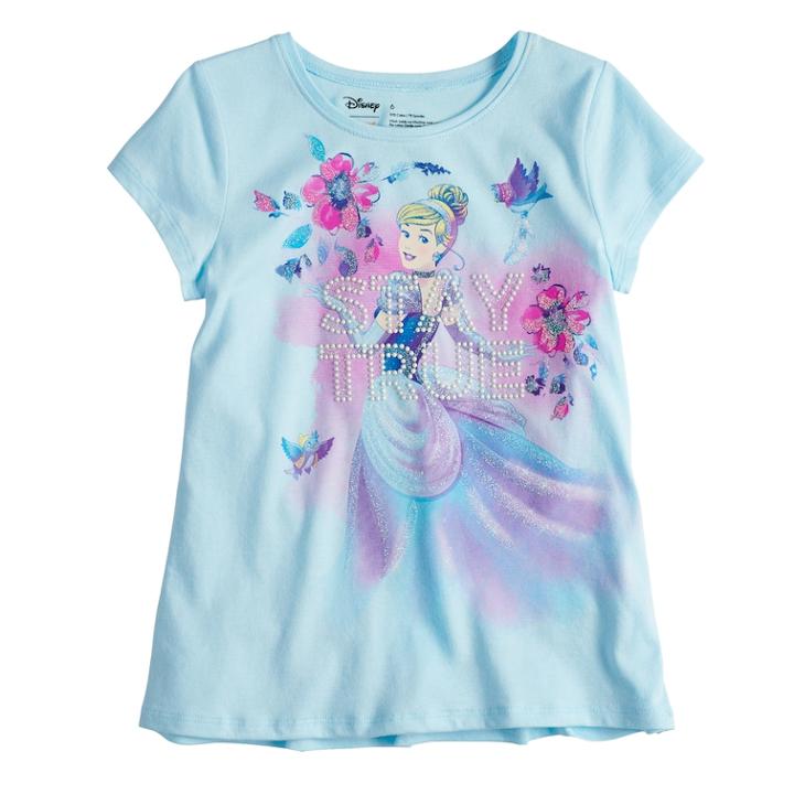 Disney's Cinderella Girls 4-10 Stay True Glitter Graphic By Disney/jumping Beans&reg;, Size: 6x, Light Blue