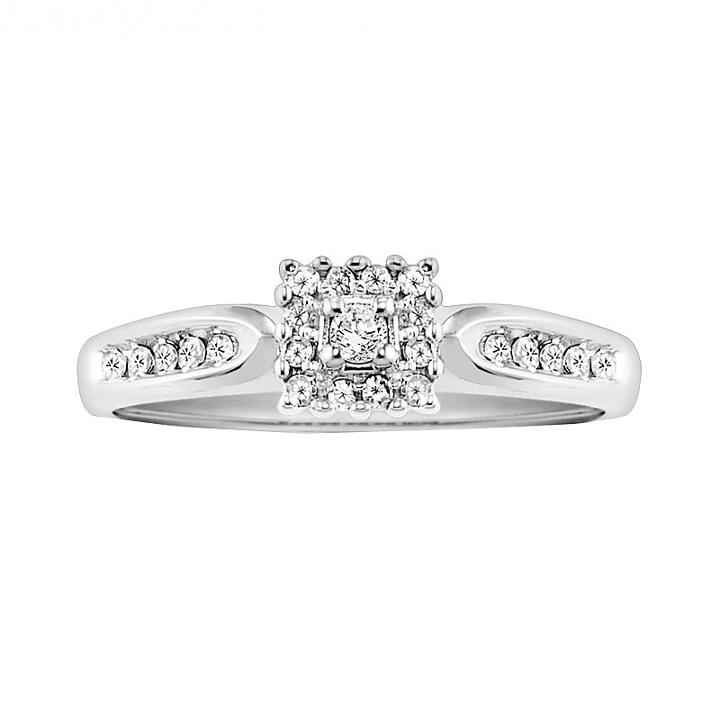 Cherish Always Round-cut Certified Diamond Engagement Ring In 10k White Gold (1/5 Ct. T.w.), Women's, Size: 7