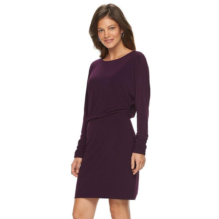 Women's Chaps Solid Blouson Dress, Size: Large, Purple