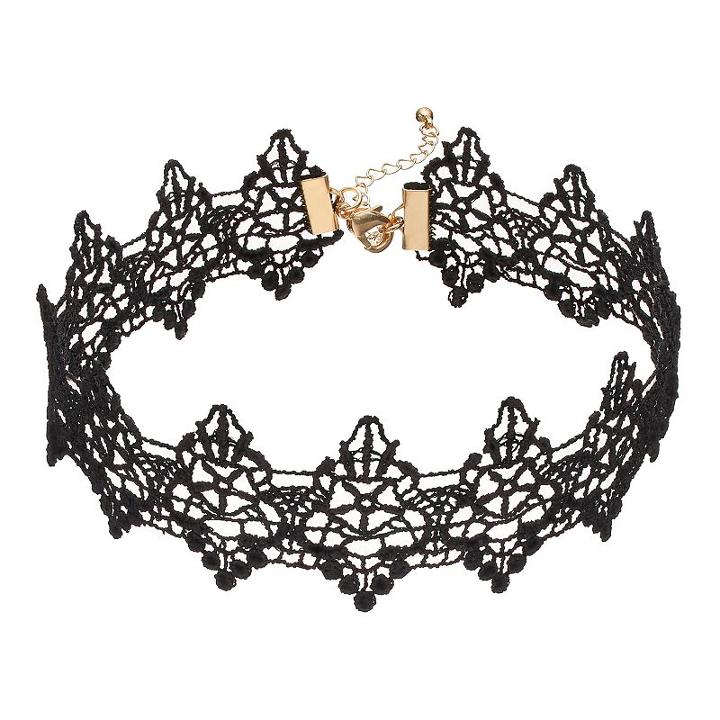 Black Lace Choker Necklace, Women's