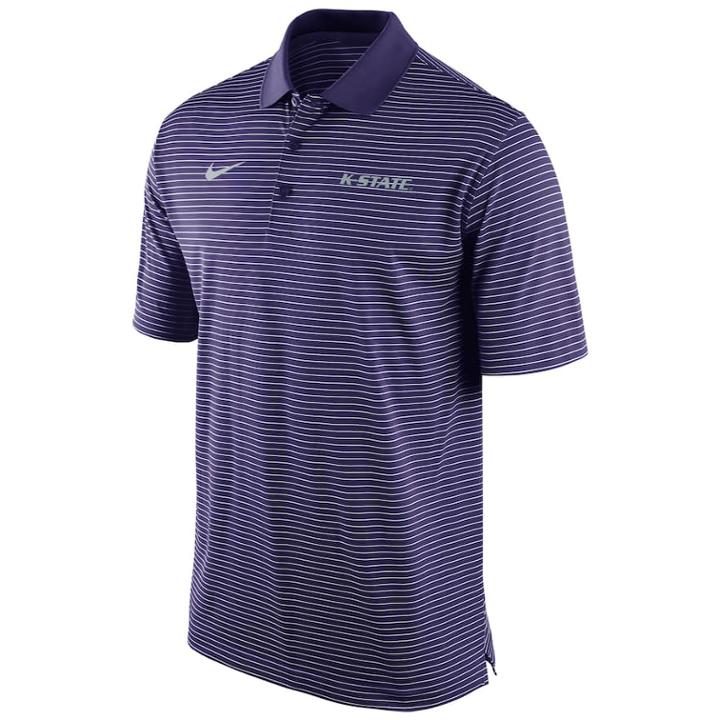 Men's Nike Kansas State Wildcats Striped Stadium Dri-fit Performance Polo, Size: Large, Red