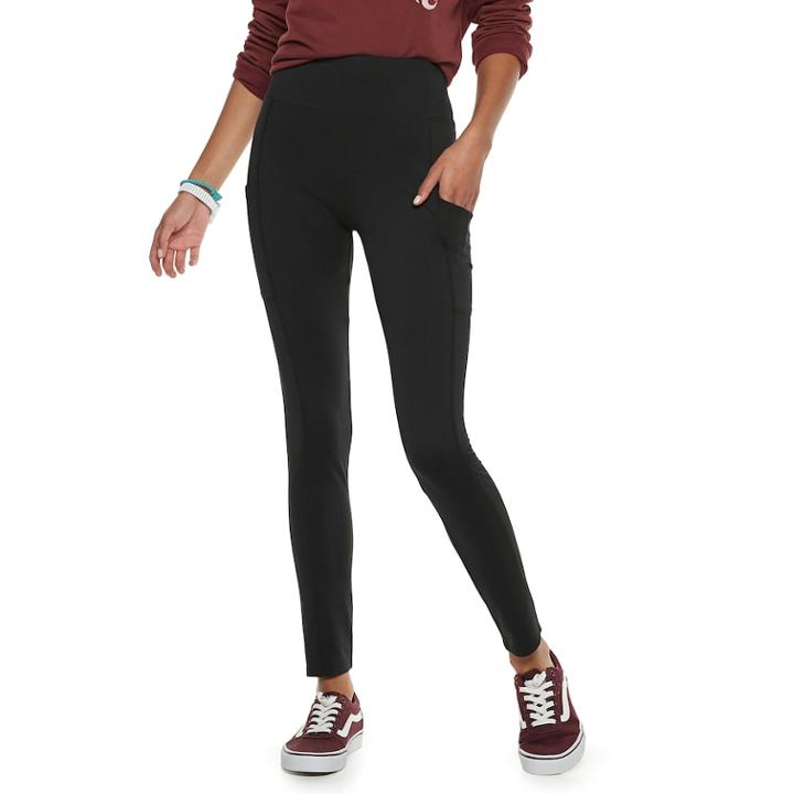 Juniors' Pink Republic High-waisted Side Pocket Leggings, Teens, Size: Xl, Black
