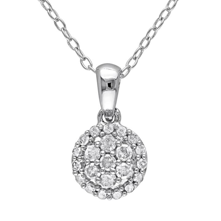 Stella Grace 1/4 Carat T.w. Diamond Sterling Silver Cluster Pendant Necklace, Women's, Size: 18, White