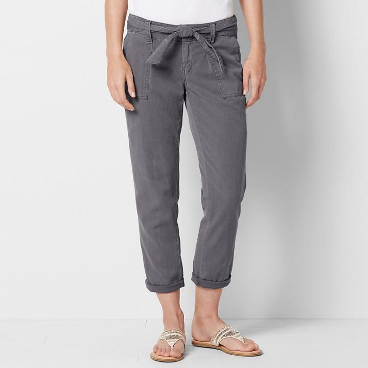 Women's Sonoma Goods For Life&trade; Cavalry Twill Utility Capris, Size: 12, Grey (charcoal)