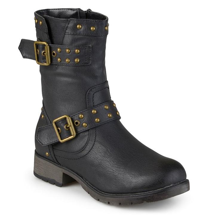 Journee Collection Aquata Women's Midcalf Moto Boots, Girl's, Size: 6.5, Black