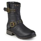 Journee Collection Aquata Women's Midcalf Moto Boots, Girl's, Size: 6.5, Black