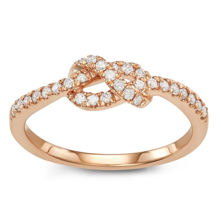 10k Gold 1/4 Carat T.w. Diamond Knot Ring, Women's, Size: 8, White