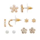 Lc Lauren Conrad Half Hoop & Flower Stud Earring Set, Women's, Multicolor