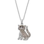 Crystal Cat Pendant Necklace, Women's, Grey