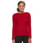 Petite Croft & Barrow Cable Trim Sweater, Women's, Size: S Petite, Med Red