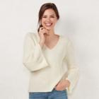 Petite Lc Lauren Conrad V-neck Bell Sleeve Sweater, Women's, Size: S Petite, Lt Yellow