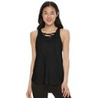 Juniors' So&reg; High Low Lace-up Tank, Teens, Size: Small, Black