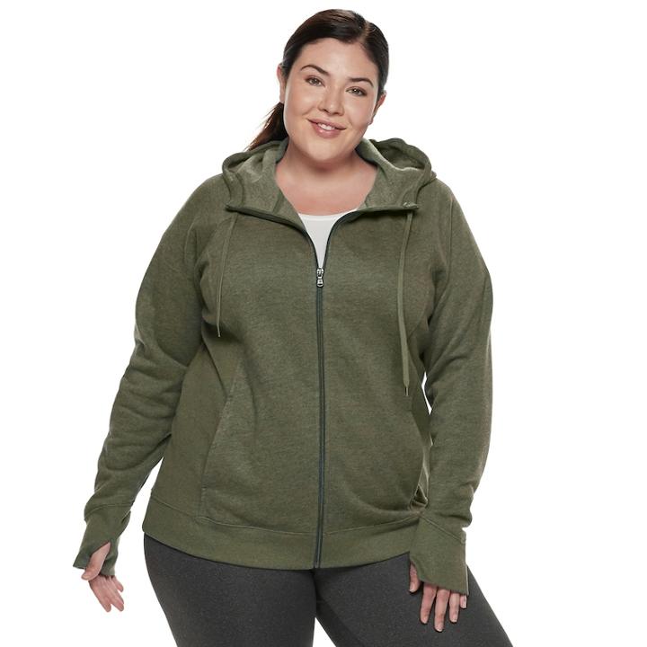 Plus Size Tek Gear&reg; Hooded Fleece Jacket, Women's, Size: 1xl, Dark Green