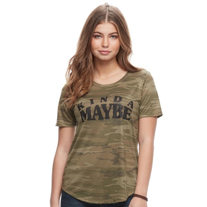 Juniors' Kinda, Maybe Camo Graphic Tee, Teens, Size: Xl, Red Overfl