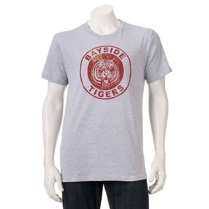 Men's Saved By The Bell Bayside Tigers Tee, Size: Large, Light Grey