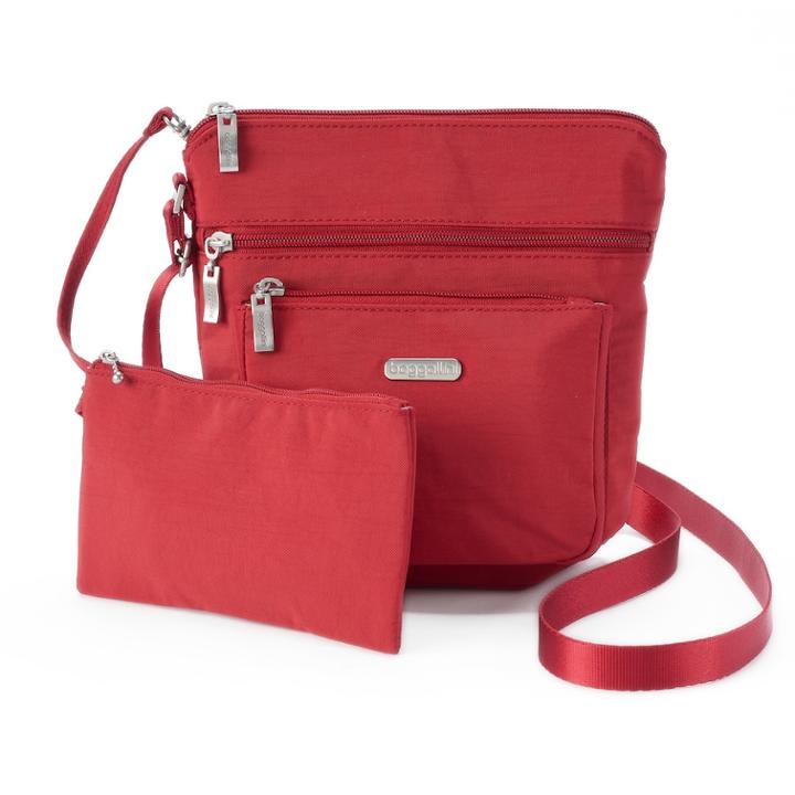 Women's Baggallini Pocket Crossbody With Rfid Blocking Pouch, Med Red