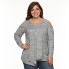 Plus Size Ab Studio Cold-should Necklace Sweater, Women's, Size: 1xl, Grey