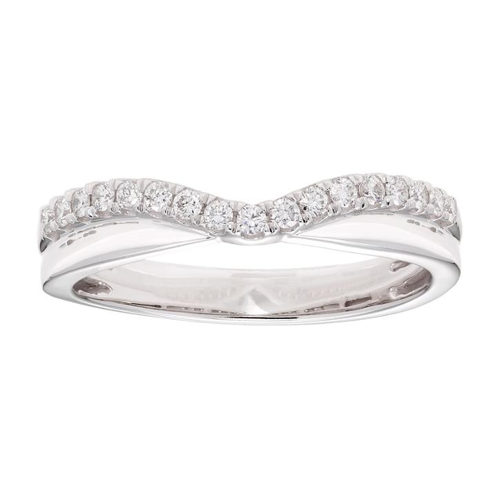 1/5 Carat T.w. Diamond Curved 10k White Gold Ring, Women's, Size: 8