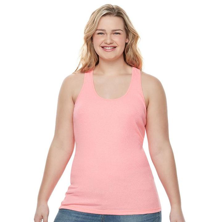 Juniors' Plus Size So&reg; Ribbed Racerback Tank, Girl's, Size: 3xl, Brt Pink