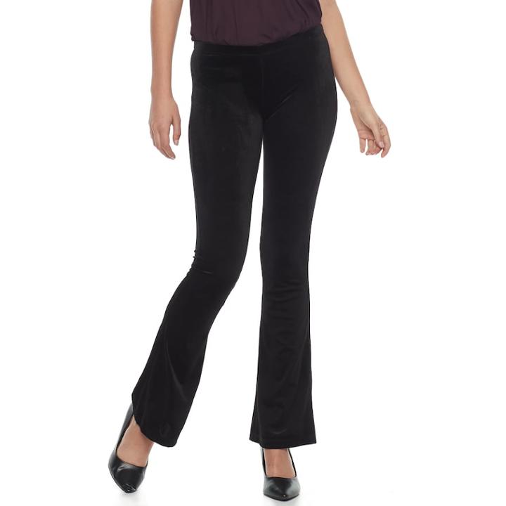 Women's Double Click Velvet Flare Leggings, Size: Xl, Black
