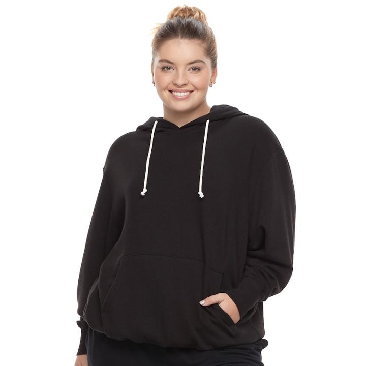 Juniors' Plus Size So&reg; Oversized Fleece Hoodie, Teens, Size: 2xl, Black