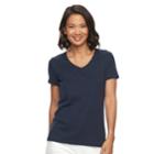 Women's Croft & Barrow&reg; Essential V-neck Tee, Size: Xxl, Blue