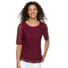 Women's Dana Buchman Lace Tee, Size: Xl, Dark Pink